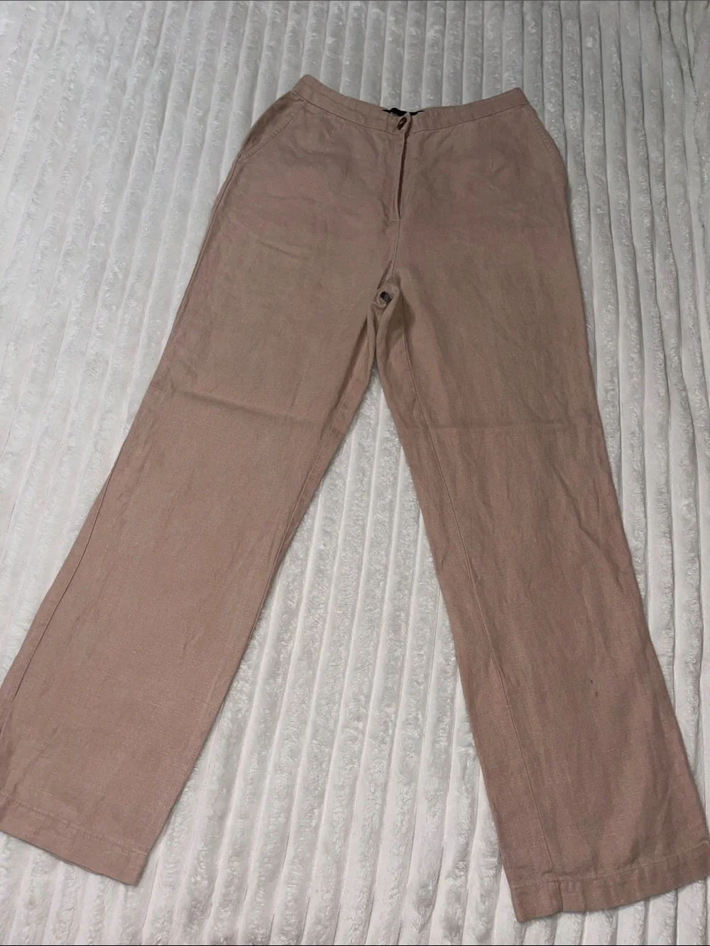 Reformation Light Taupe Linen Trousers | Size 4